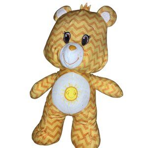 Care Bears Funshine Sunshine Plush Teddy  Bear 13 inch Yellow Zig Zag Pattern